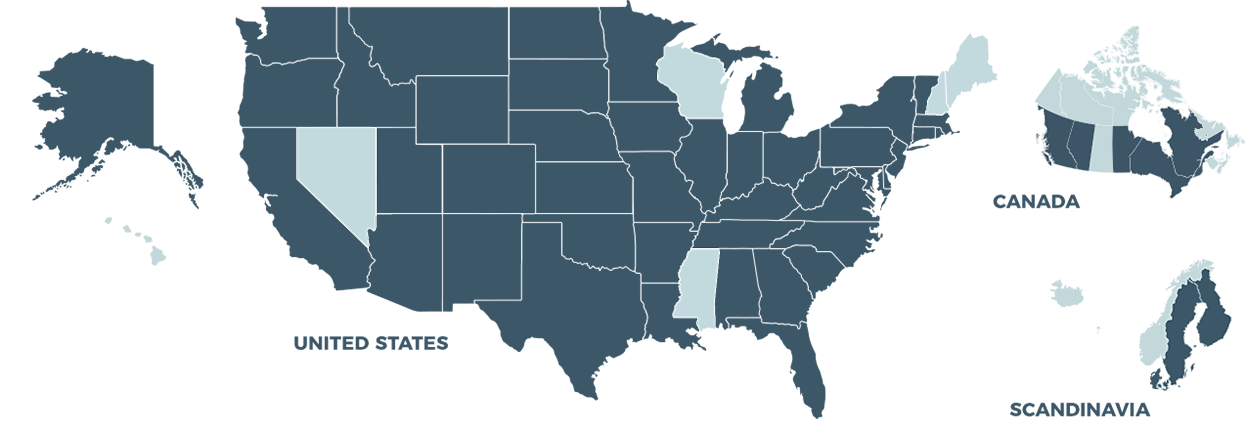 US Canada Scandinavia Map